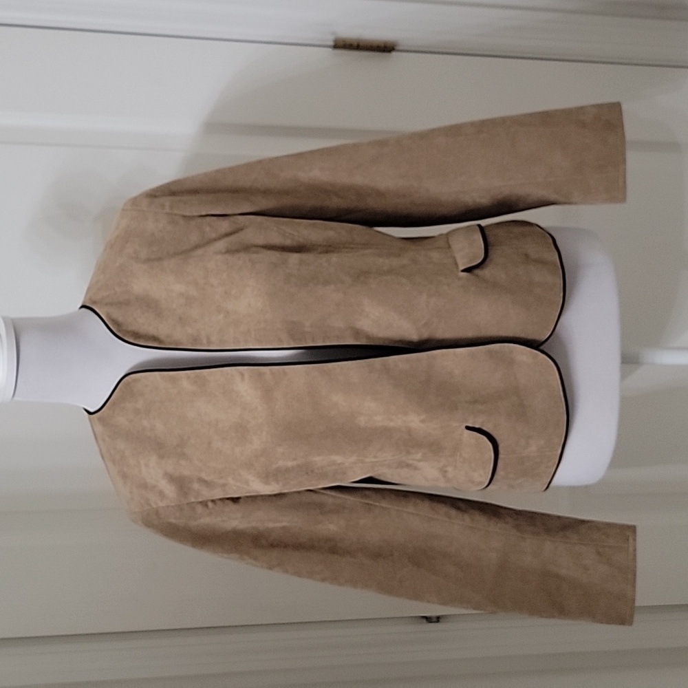 UltraSuede Size Tag Removed, Approx. M. Beige Open Collarless Jacket